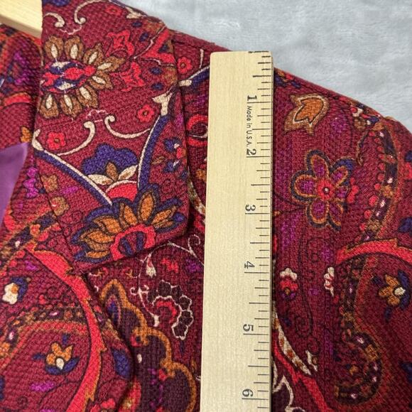 Coldwater Creek Jacket Womens Large Red Paisley Floral Blazer Button Up Lined - Picture 10 of 11